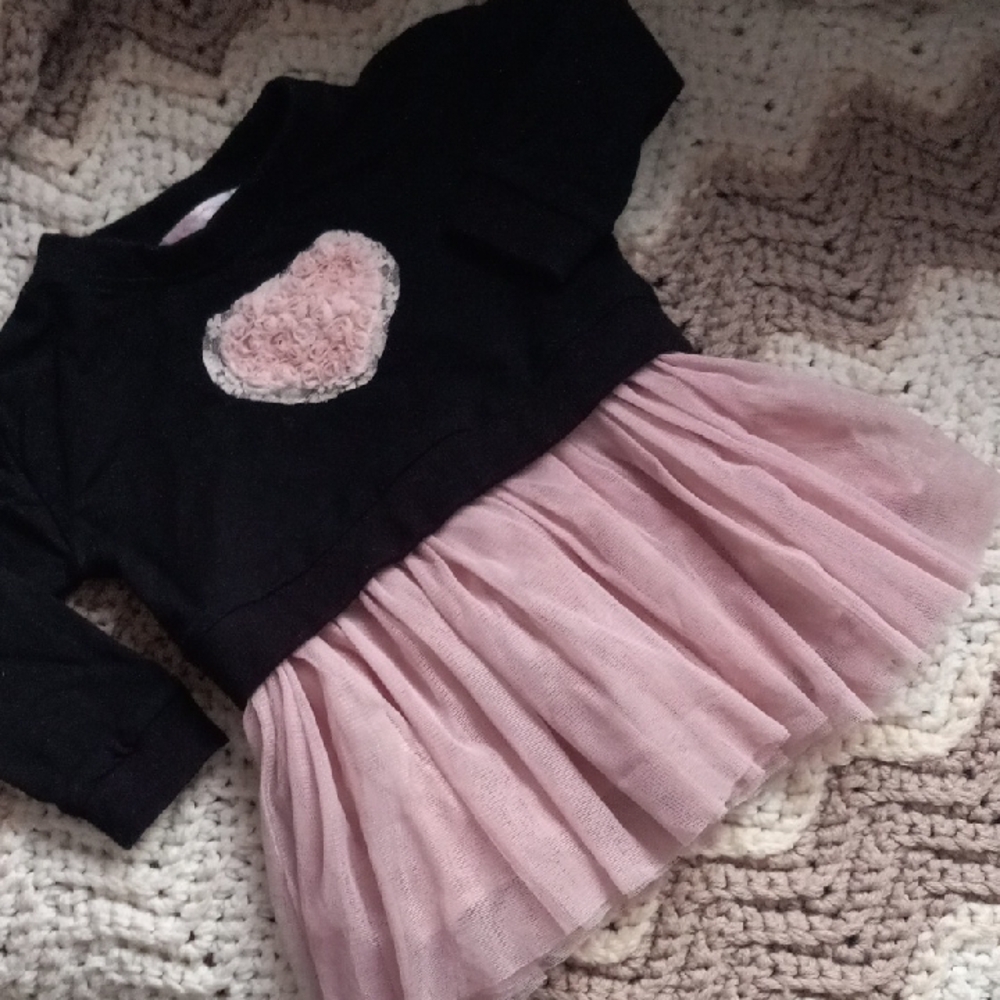 Popatu Black Dress with Pink Accents
